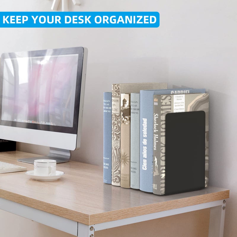 VFINE نهايات الكتاب المعدنية السوداء من VFINE، نهايات الكتب للأرفف، نهايات الكتب الثقيلة للأرفف، نهايات الكتب للكتب الثقيلة، سدادة الكتب السوداء، 3 أزواج - Image 4